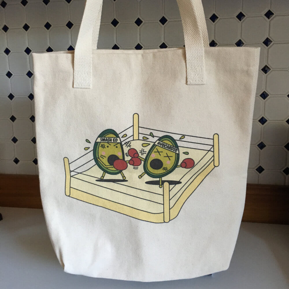 Smashed avocado on toast tote bag